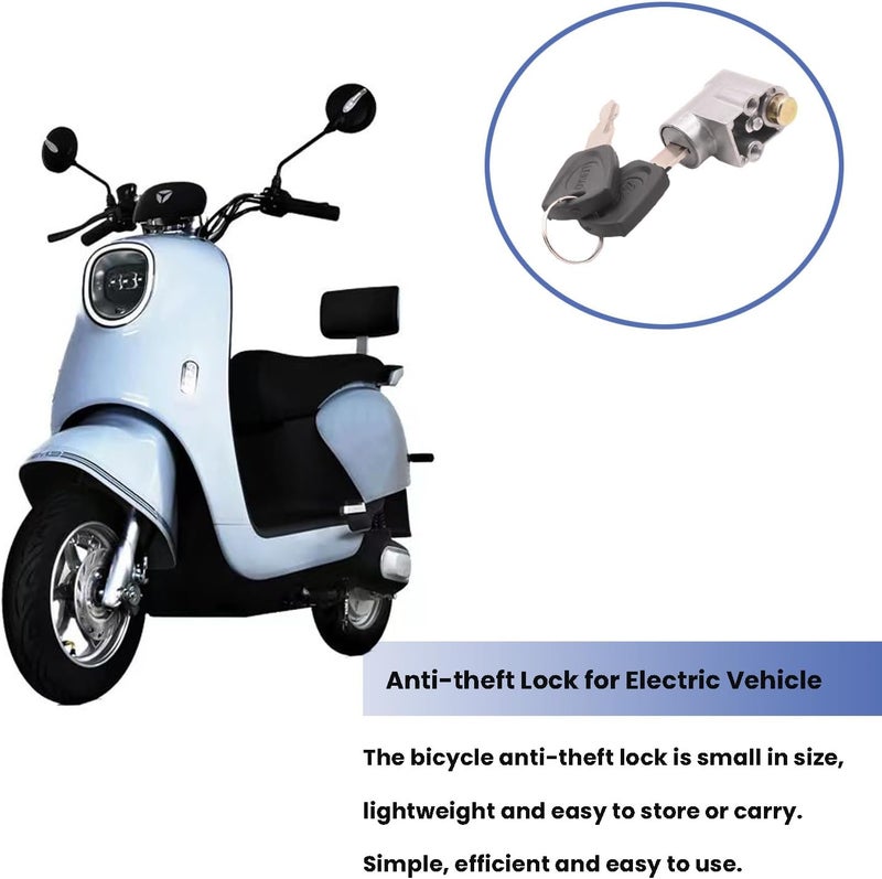 Ragyzity Electric Bike Battery Box Safety Lock, Battery Cylinder Lock Ignition Switch Anti-Theft Safety Lock, Portable Outdoor Cycling Electrombile Battery Box Lock with 2 Keys (1pc) - Image 2